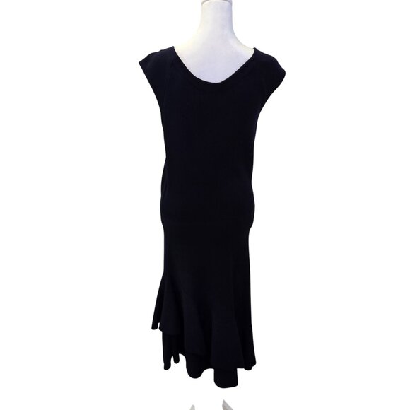 Eliza J Knit Fit & Flare Ruffle Hem Midi Dress Size Large - Picture 2 of 7